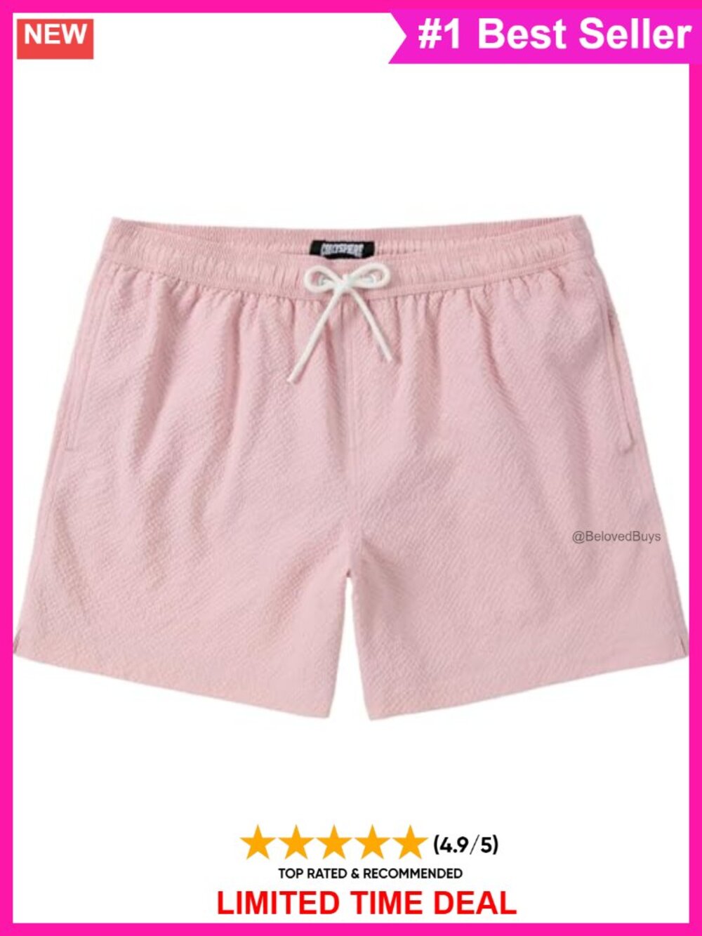 Seersucker Swim Trunks Quick Dry Mesh Liner Drawstring Beach Shorts